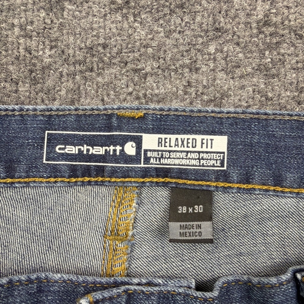 2 Carhartt Men's 38x30 Relaxed Fit Rugged Flex Pants Blue Jeans Workwear BD2804M - Picture 3 of 8